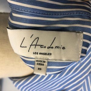 L’Academie Auguste Pinstripe Button Up Blouse Sz XS